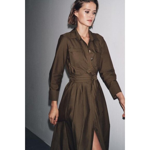 ZARA ZW COLLECTION POPLIN SHIRT DRESS - Picture 1 of 9